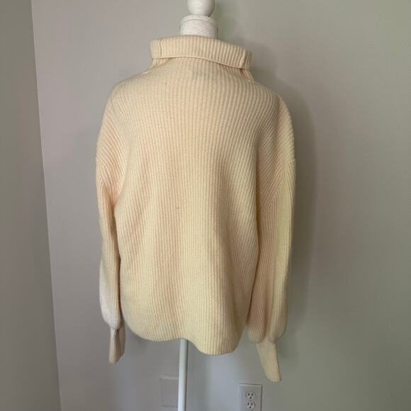 Nordstrom cream knit turtleneck wool & cashmere sweater size M - Picture 5 of 13